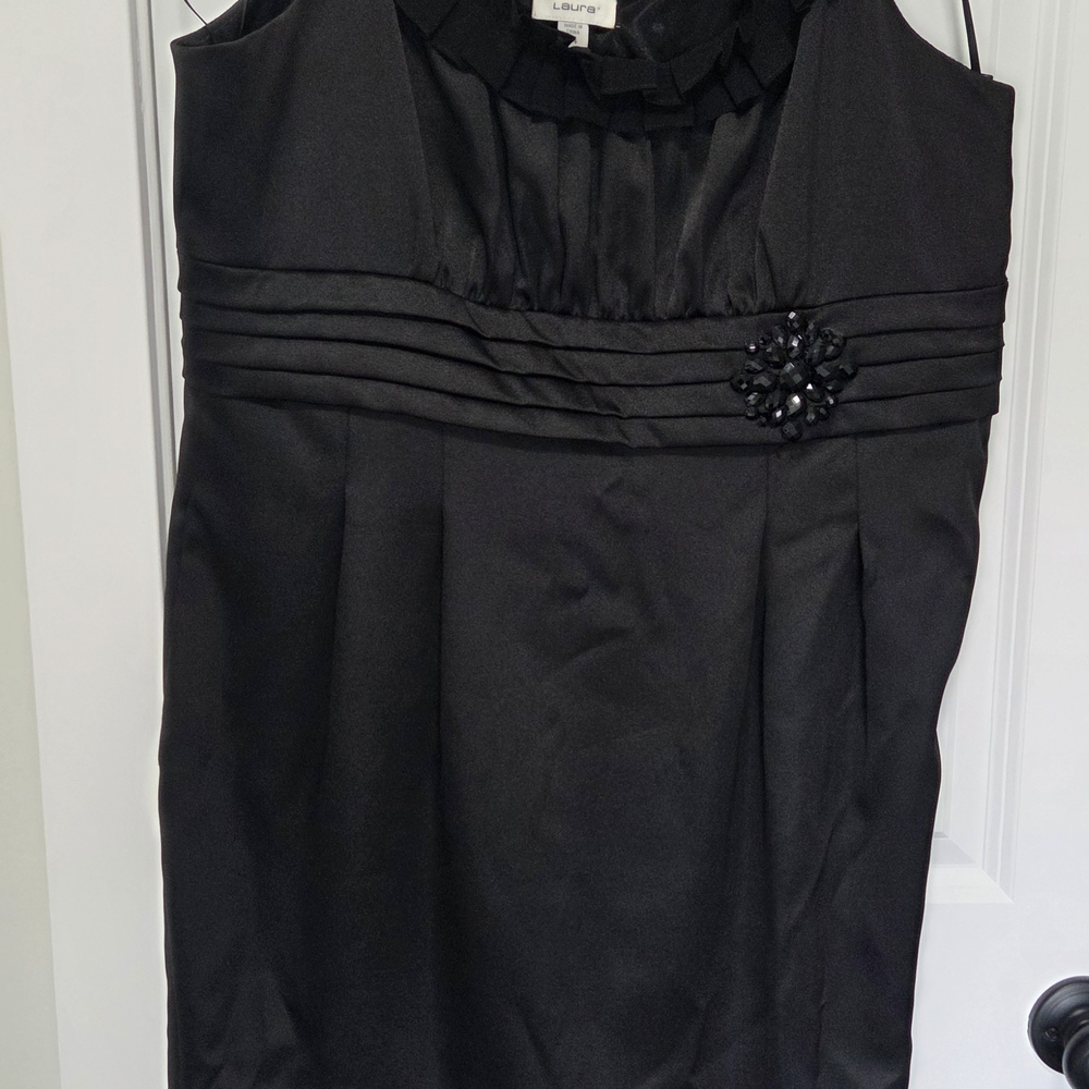 laura Elegant Black Dress with Floral Detail